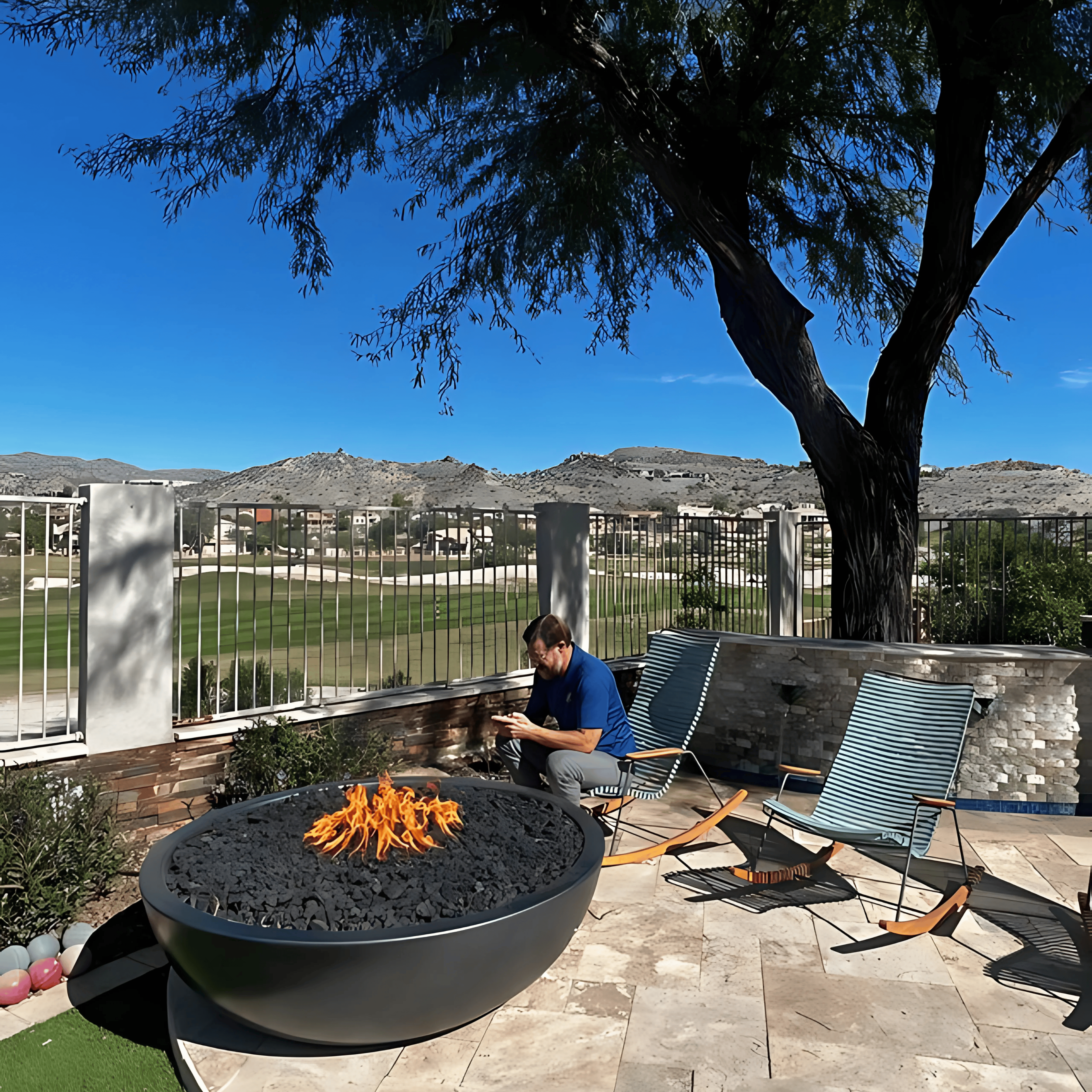 The Outdoor Plus Sedona Fire Pit - Narrow Ledge - 15” Tall GFRC Concrete