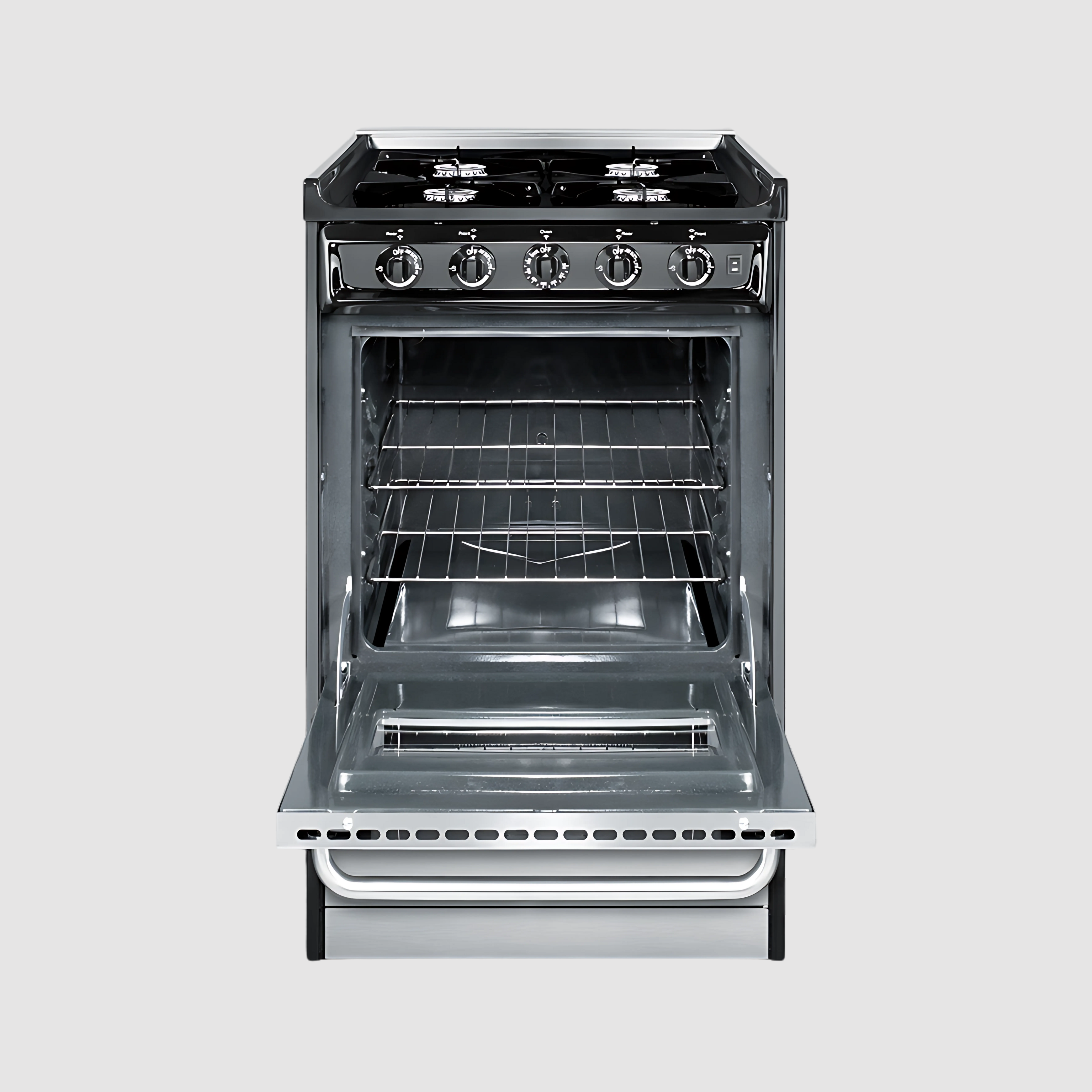 Summit 20" Wide Gas Range, Open Burners TNM1107BRW