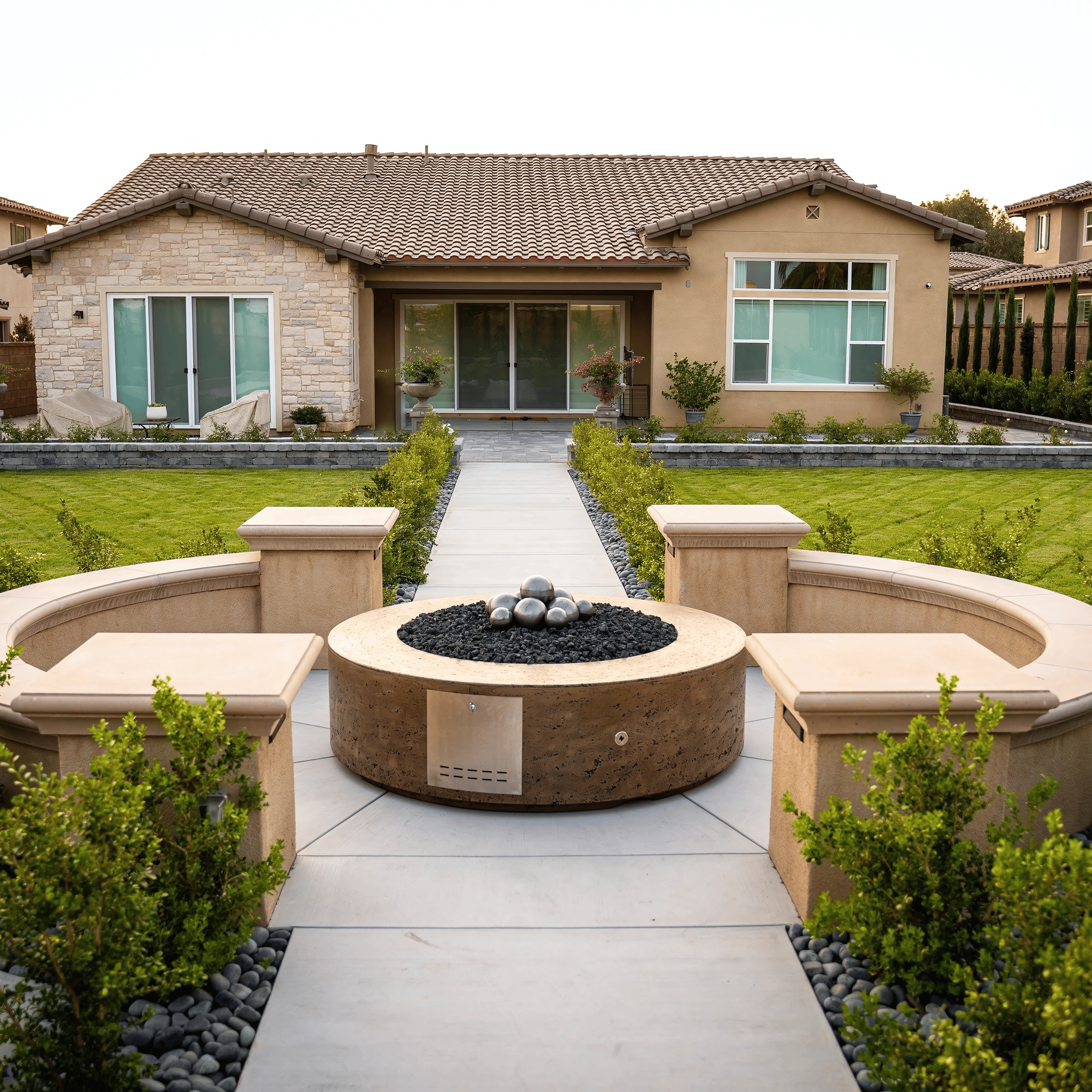 The Outdoor Plus Florence Fire Pit - 20″ Tall GFRC Concrete